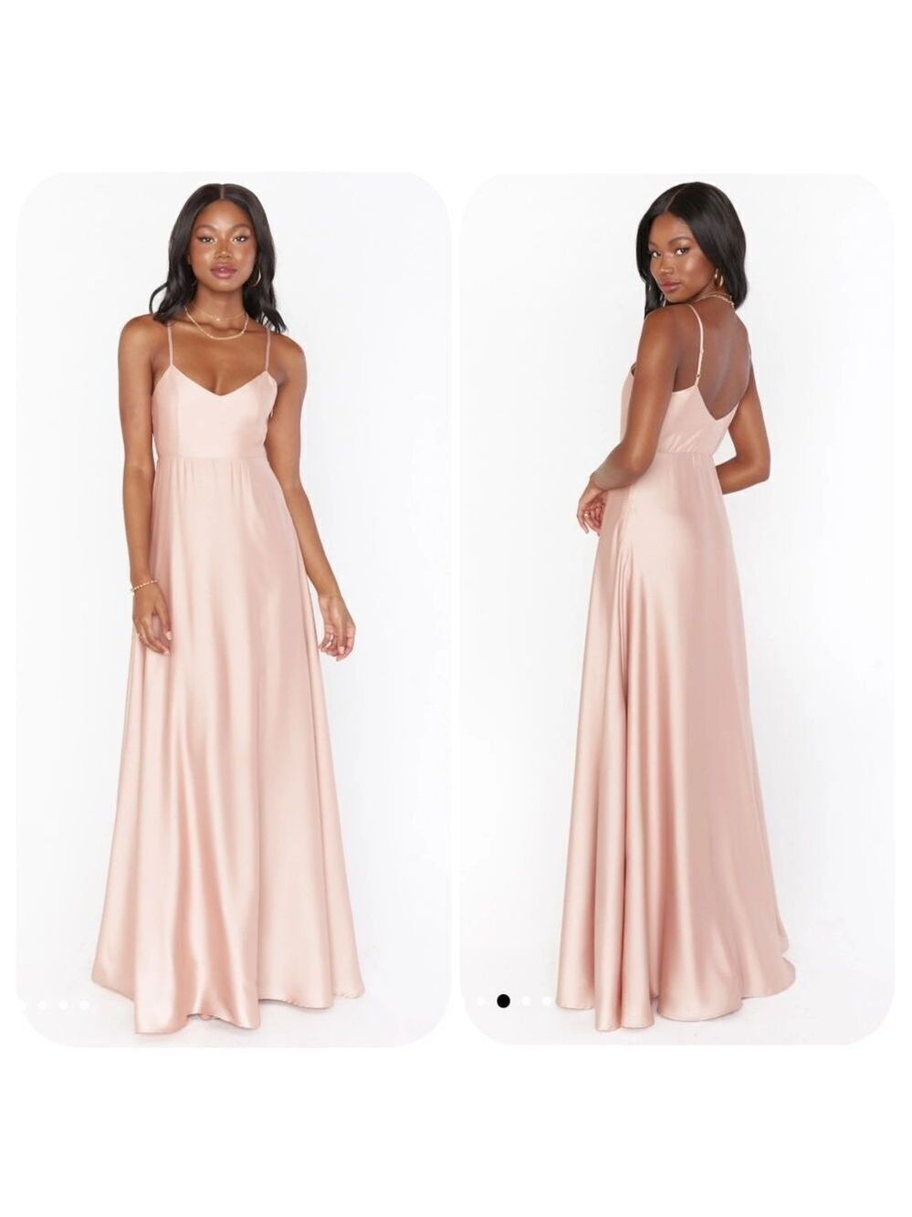 Show Me Your MuMu Faith Maxi Dress M Rose Gold Luxe Satin NWT
